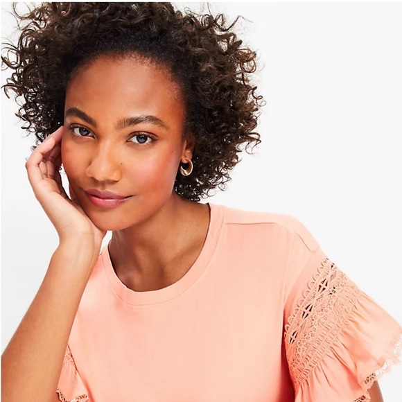 Lace Ruffle Sleeve Mixed Media Top - Picture 3 of 5